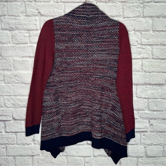 THML Colorblock Red, Navy, & White Draped Front Cardigan - Picture 7 of 12